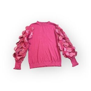 Sioni Milano Pink 3D Floral Sleeve Sweater – Size L (NWT)